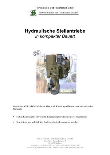 Hydraulische Stellantriebe in kompakter Bauart - Reineke