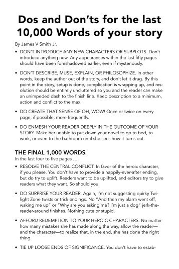 Dos and Don'ts for the last 10,000 Words of your story - Writer's Digest