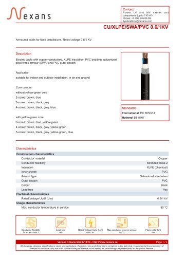 CU/XLPE/SWA/PVC 0.6/1KV - Nexans