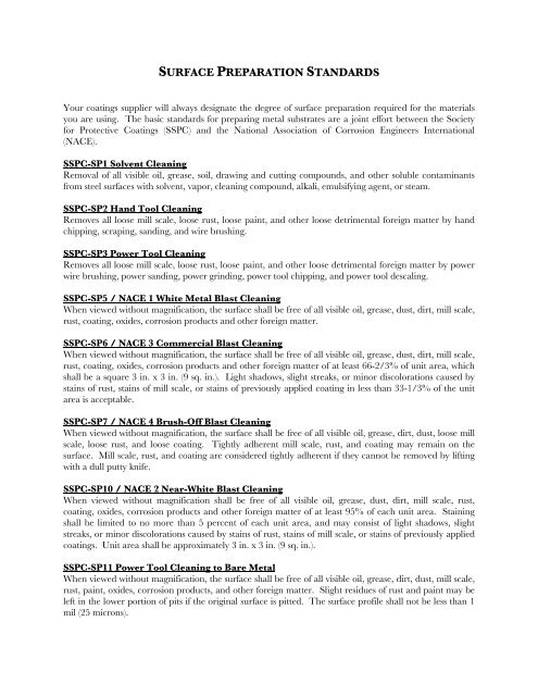 Sspc Standards Chart