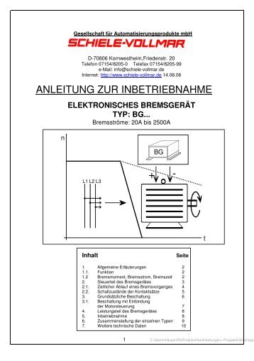 elektronisches bremsgerät typ - Schiele Vollmar Gesellschaft für ...