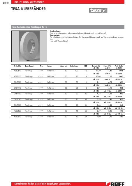 WISSENSWERTES ZU KLEBSTOFFEN - REIFF Technische Produkte