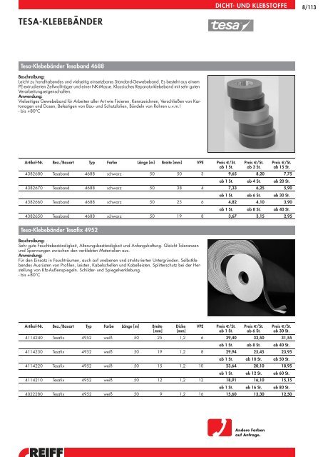 WISSENSWERTES ZU KLEBSTOFFEN - REIFF Technische Produkte