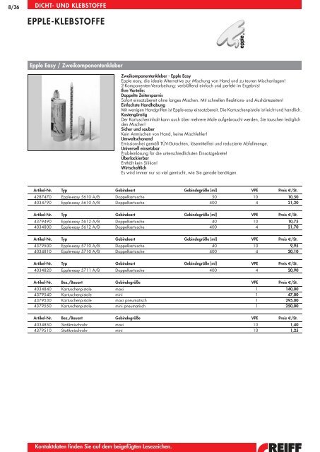 WISSENSWERTES ZU KLEBSTOFFEN - REIFF Technische Produkte