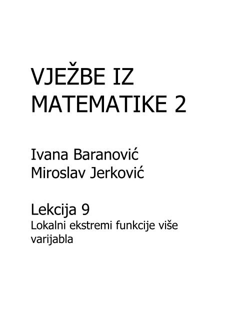 Lokalni ekstremi funkcije više varijabla