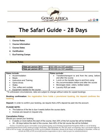 The Safari Guide – 28 Days - Going Africa Safaris