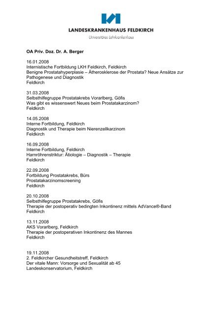 Jahresbericht 2008 Abteilung f. Urologie