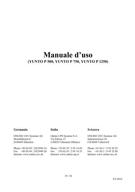 Benutzerhandbuch - Online USV Systeme