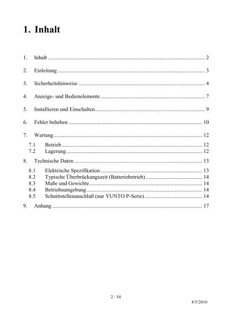 Benutzerhandbuch - Online USV Systeme
