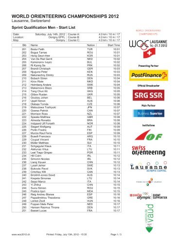 WORLD ORIENTEERING CHAMPIONSHIPS 2012 - WOC2012