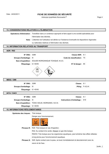 Novocastra Lyoph Antibodies msds