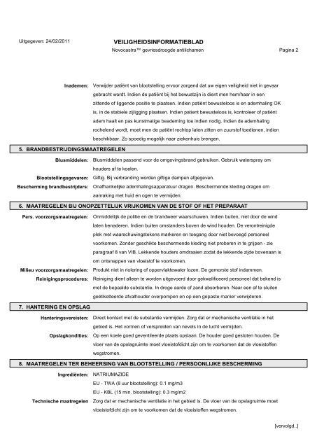 Novocastra Lyoph Antibodies msds