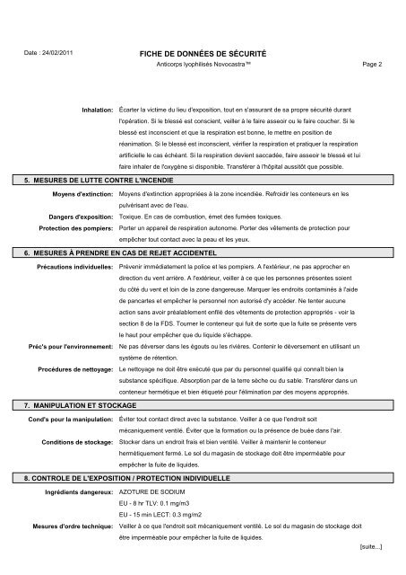 Novocastra Lyoph Antibodies msds