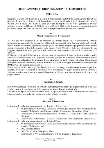 Regolamento Distretti - Azienda USL Rieti