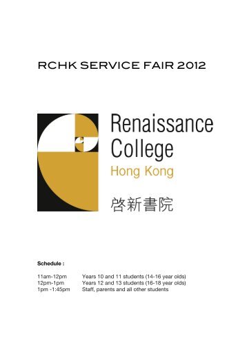 RCHK SERVICE FAIR 2012 Booklet