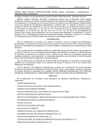 (Primera SecciÃ³n) 18 NORMA Oficial Mexicana NOM-249-SSA1 ...