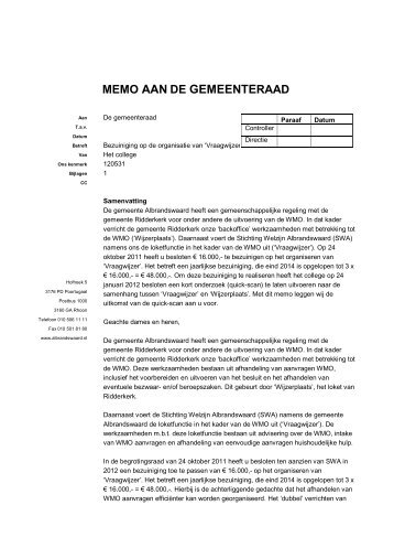 Memo 2012 120531 bezuiniging op de organisatie ... - Vergaderingen