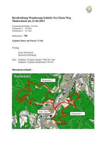 Beschreibung Wanderung Schiefer Erz Eisen-Weg Mudersbach am ...