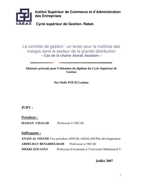 Le contrôle de gestion : un levier pour la maîtrise des ... - Abhatoo