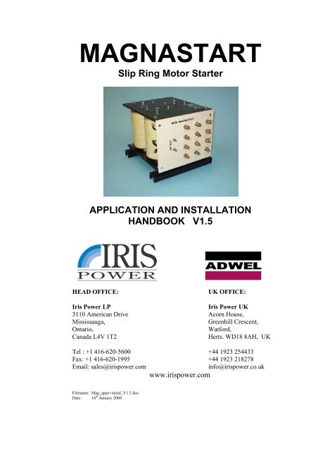 Download Magnastart handbook - PDF - Iris Power Engineering