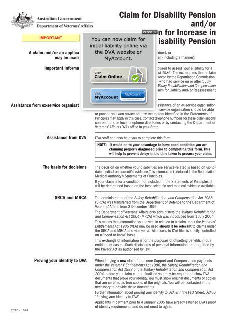 Claim for Disability Pension and/or Application for Increase in ...