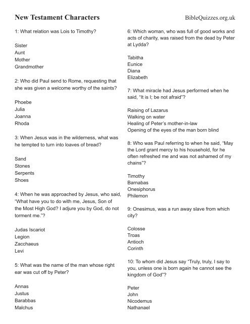 Download Printable Quiz - Bible Quizzes and Puzzles