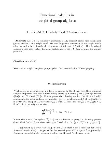 Functional calculus in weighted group algebras