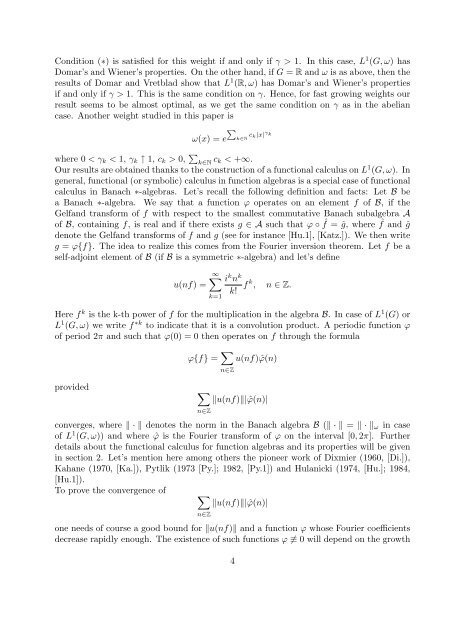 Functional calculus in weighted group algebras