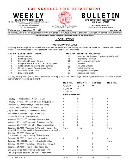 WEEKLY BULLETIN - City of Los Angeles