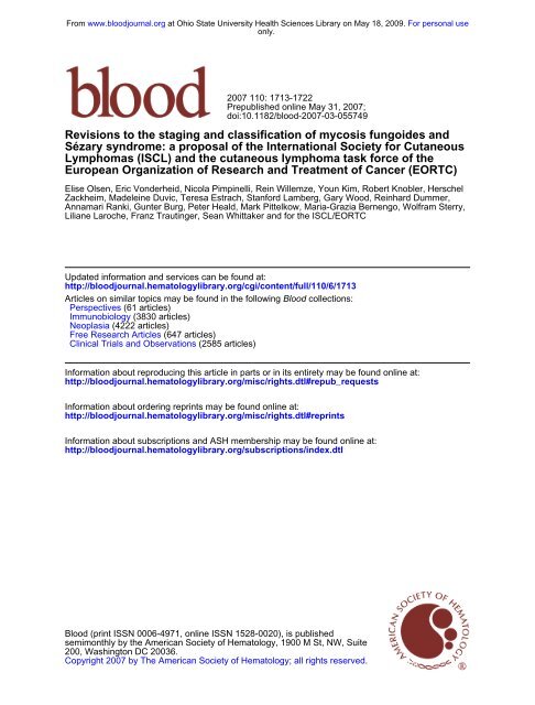 Revisions to the staging and classification of mycosis fungoides and ...