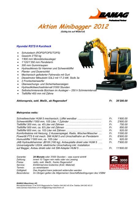 Aktion Minibagger 2012 - BAMAG Maschinen AG