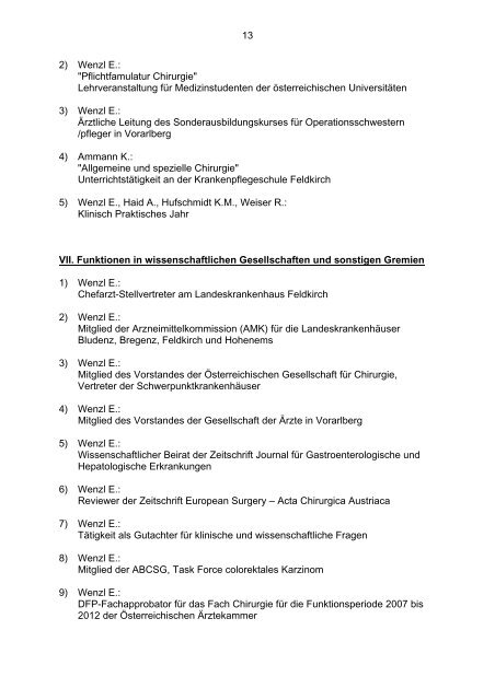 und Thoraxchirurgie Leiter - Landeskrankenhaus Feldkirch