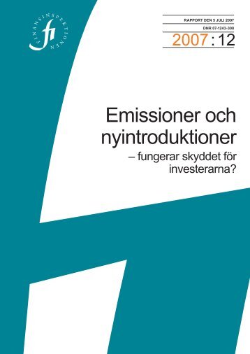 Emissioner och nyintroduktioner - Finansinspektionen