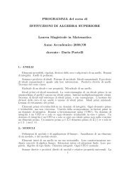 PROGRAMMA del corso di ISTITUZIONI DI ALGEBRA SUPERIORE ...