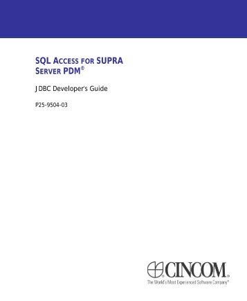 JDBC Developer's Guide - Supra - Cincom