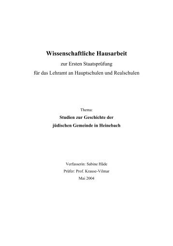 Studien zur Geschichte der jüdischen Gemeinde ... - Hassia Judaica