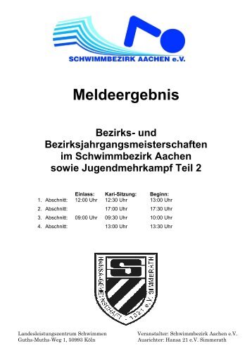 Meldeergebnis - Aachener Schwimmvereinigung e.V.