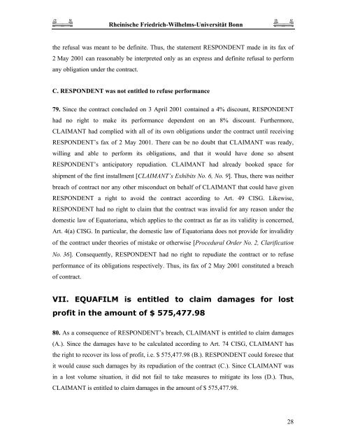 MEMORANDUM FOR CLAIMANT