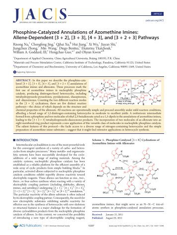 Phosphine-Catalyzed Annulations of Azomethine Imines: Allene ...