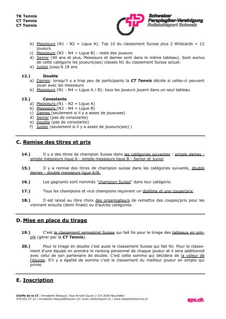 CAHIER DES CHARGES Championnat Suisse de tennis (CS) en ...