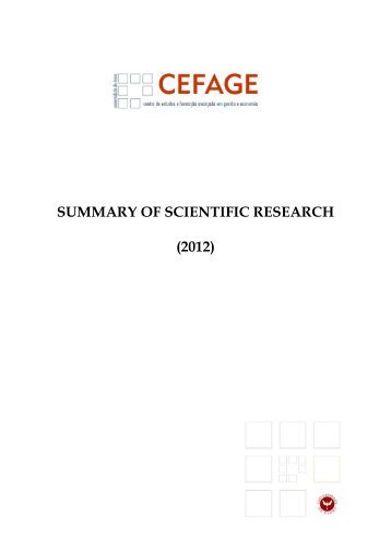 summary of scientific research (2012) - CEFAGE - Universidade de ...