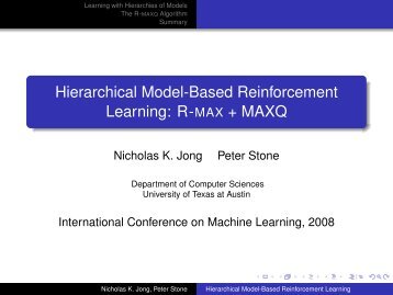 Hierarchical Model-Based Reinforcement Learning ... - Video lectures