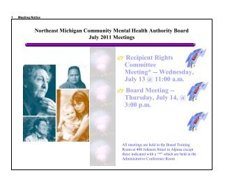 Wednesday, July 13 @ 11:00 am e Board Meeting - NEMCMH.org