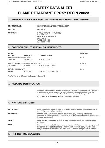 safety data sheet flame retardant epoxy resin 2002a - WES ...