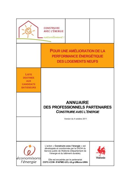 CALE3 - Annuaire des professionnels partenaires - Energie Wallonie