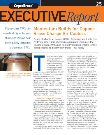 Momentum Builds for Copper- Brass Charge Air Coolers