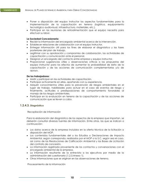 Manual de Planes de Manejo Ambiental para Obras concesionadas