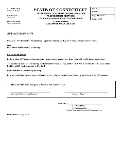 R10 Request for Proposal - Connecticut Department of ...