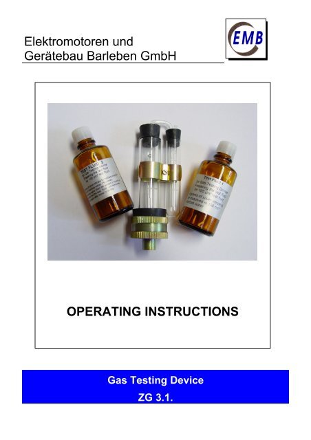 Operating instructions: Gas testing device ZG 3.1. - EMB Gmbh