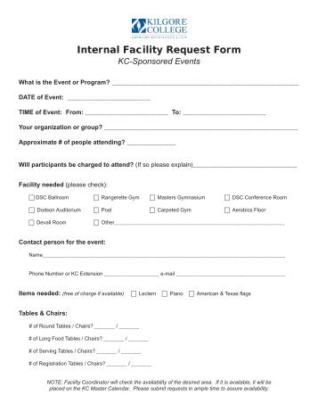 Internal Facility Request Form - Kilgore College